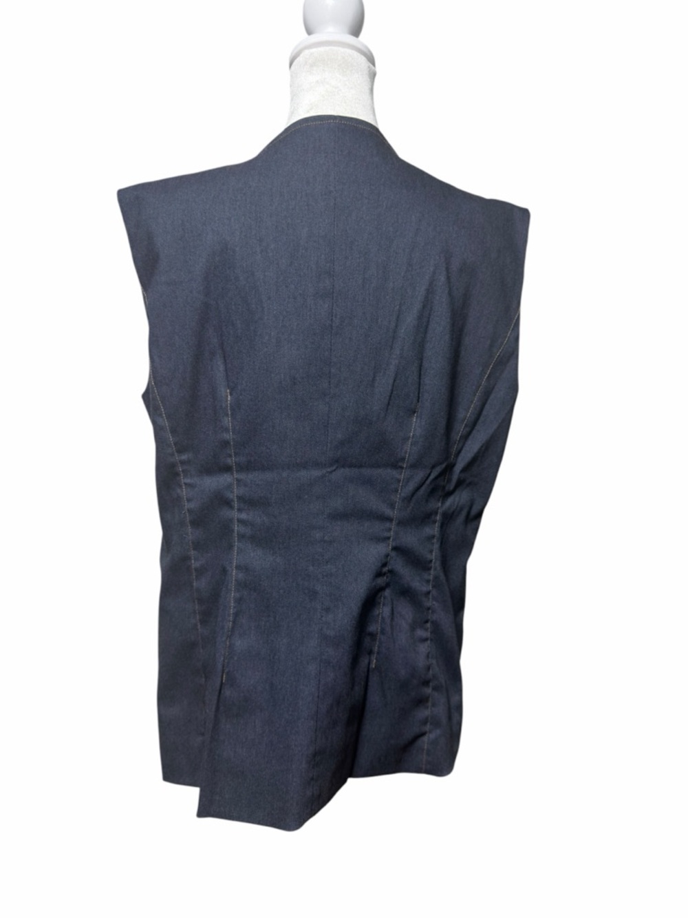 Haver Blair London Dark Wash Denim Vest Tortoise Buttons Lined L NWOT - Picture 5 of 8